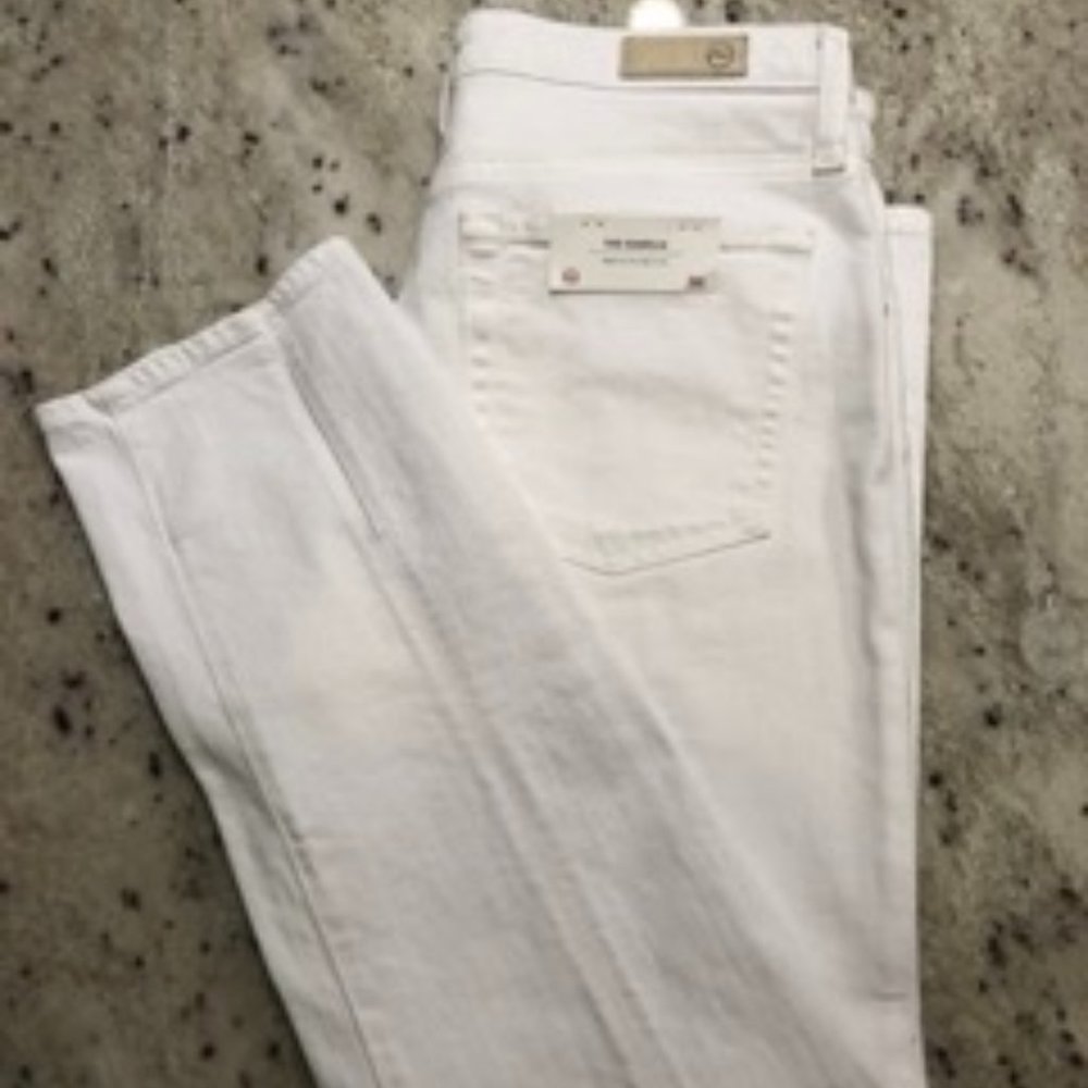 NWT White A.G. Adriano Goldschmied "The Isabelle" High-Rise Straight Crop Sz 30R
